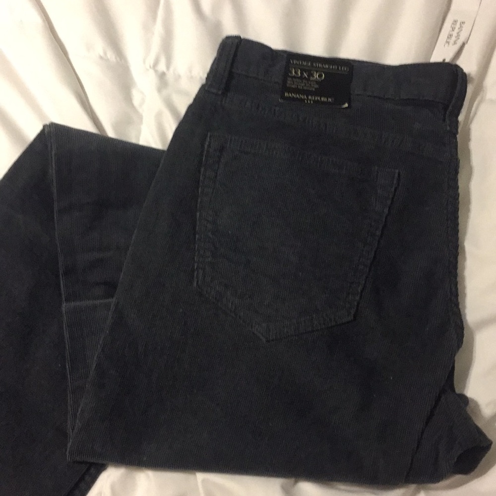 Men’s vintage straight leg charcoal corduroys.